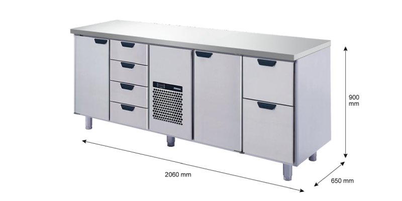 Porkka - Kylbänk GNH - Kylaggregat, 4 Moduler - Mått: 2060 x 650 x 900 mm - 50