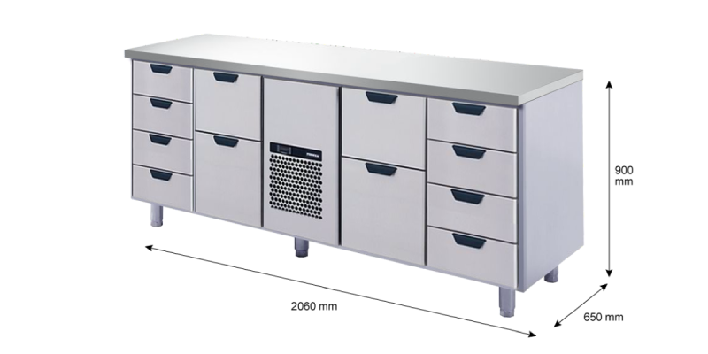 Porkka - Kylbänk GNH - Kylaggregat, 4 Moduler - Mått: 2060 x 650 x 900 mm - 216
