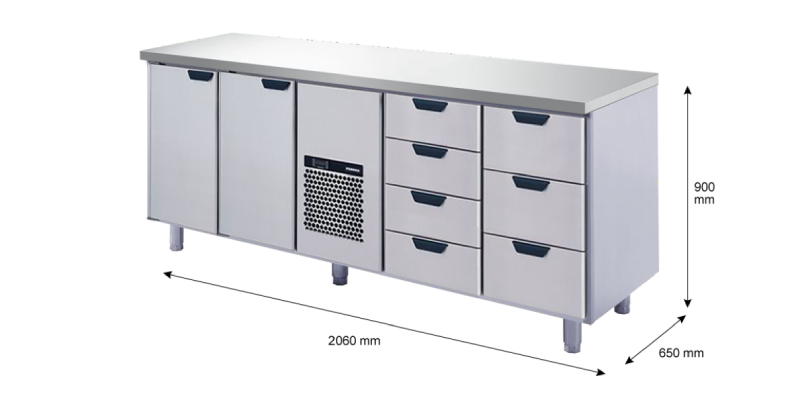 Porkka - Kylbänk GNH - Kylaggregat, 4 Moduler - Mått: 2060 x 650 x 900 mm - 15