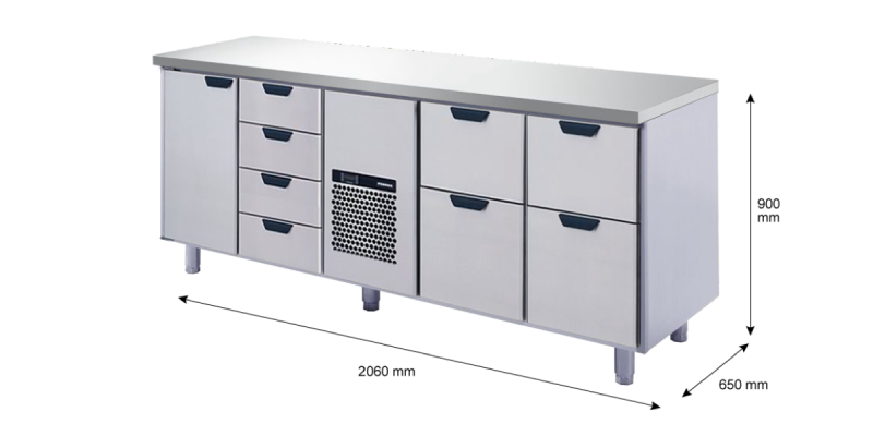 Porkka - Kylbänk GNH - Kylaggregat, 4 Moduler - Mått: 2060 x 650 x 900 mm - 54