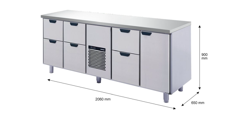 Porkka - Kylbänk GNH - Kylaggregat, 4 Moduler - Mått: 2060 x 650 x 900 mm - 85
