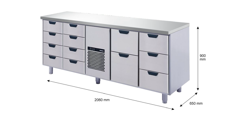 Porkka - Kylbänk GNH - Kylaggregat, 4 Moduler - Mått: 2060 x 650 x 900 mm - 247