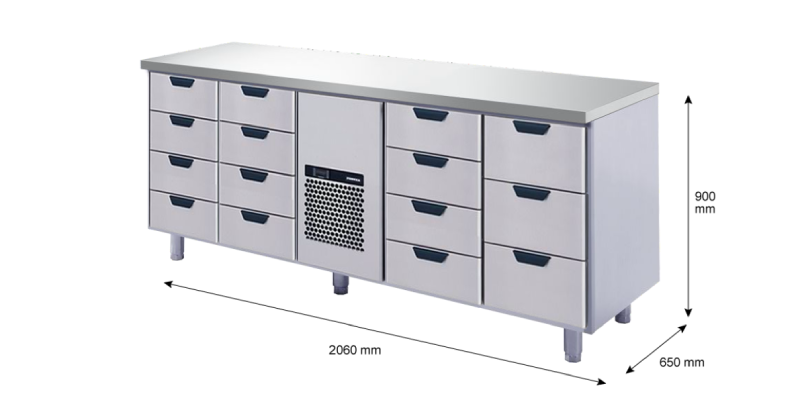 Porkka - Kylbänk GNH - Kylaggregat, 4 Moduler - Mått: 2060 x 650 x 900 mm - 255