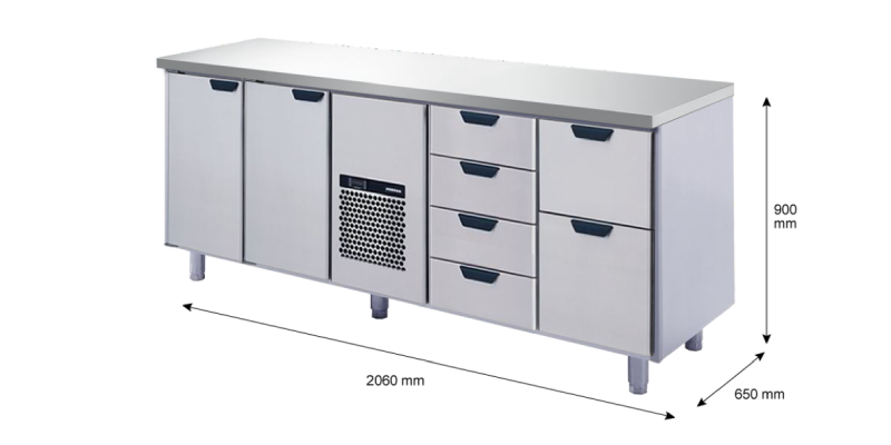 Porkka - Kylbänk GNH - Kylaggregat, 4 Moduler - Mått: 2060 x 650 x 900 mm - 14