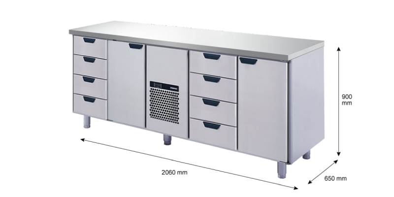 Porkka - Kylbänk GNH - Kylaggregat, 4 Moduler - Mått: 2060 x 650 x 900 mm - 205