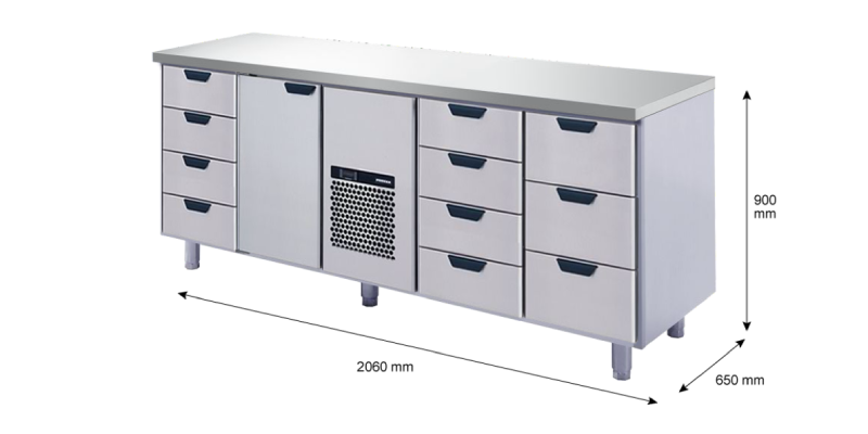 Porkka - Kylbänk GNH - Kylaggregat, 4 Moduler - Mått: 2060 x 650 x 900 mm - 207