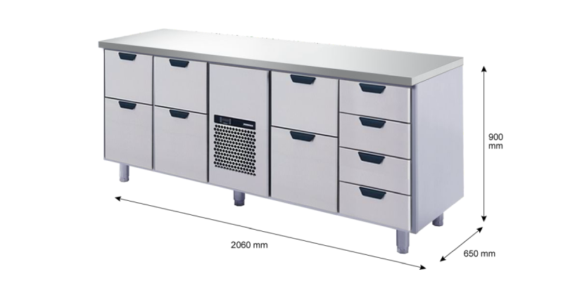 Porkka - Kylbänk GNH - Kylaggregat, 4 Moduler - Mått: 2060 x 650 x 900 mm - 88