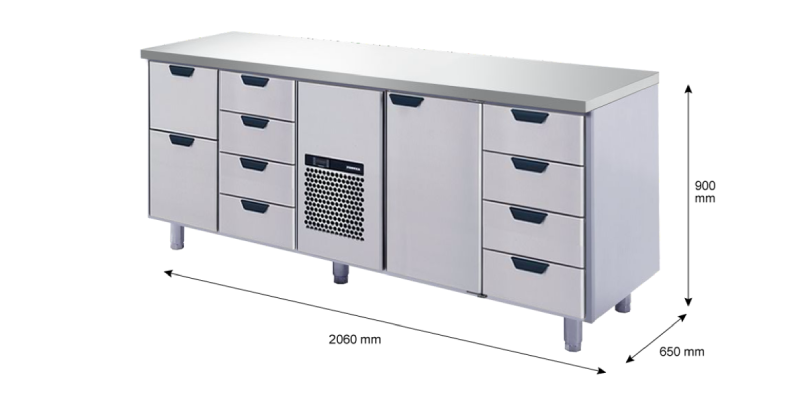 Porkka - Kylbänk GNH - Kylaggregat, 4 Moduler - Mått: 2060 x 650 x 900 mm - 116