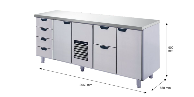 Porkka - Kylbänk GNH - Kylaggregat, 4 Moduler - Mått: 2060 x 650 x 900 mm - 197