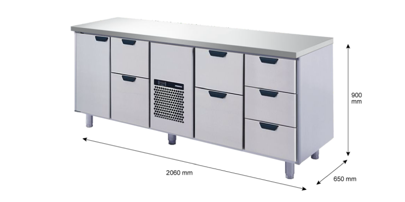 Porkka - Kylbänk GNH - Kylaggregat, 4 Moduler - Mått: 2060 x 650 x 900 mm - 23