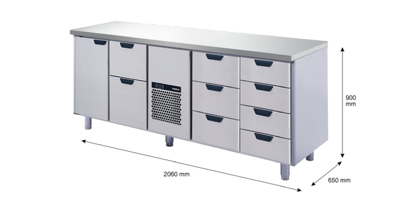Porkka - Kylbänk GNH - Kylaggregat, 4 Moduler - Mått: 2060 x 650 x 900 mm - 28