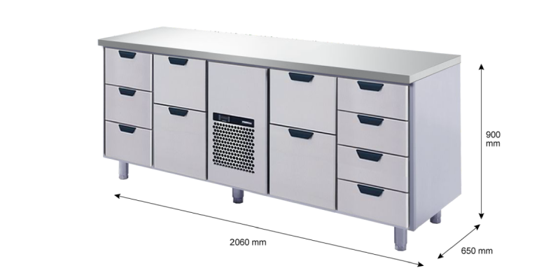 Porkka - Kylbänk GNH - Kylaggregat, 4 Moduler - Mått: 2060 x 650 x 900 mm - 152