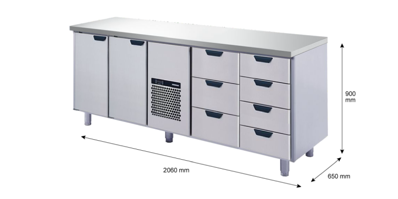 Porkka - Kylbänk GNH - Kylaggregat, 4 Moduler - Mått: 2060 x 650 x 900 mm - 12