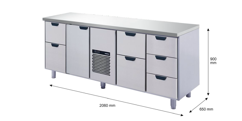 Porkka - Kylbänk GNH - Kylaggregat, 4 Moduler - Mått: 2060 x 650 x 900 mm - 71