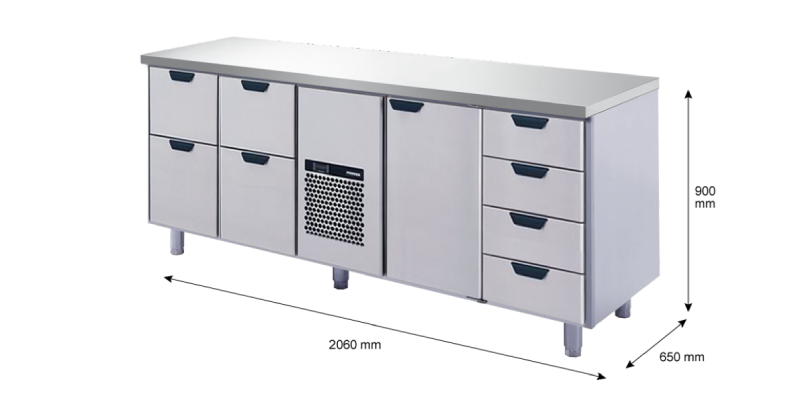 Porkka - Kylbänk GNH - Kylaggregat, 4 Moduler - Mått: 2060 x 650 x 900 mm - 84