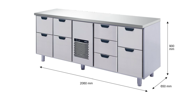 Porkka - Kylbänk GNH - Kylaggregat, 4 Moduler - Mått: 2060 x 650 x 900 mm - 90