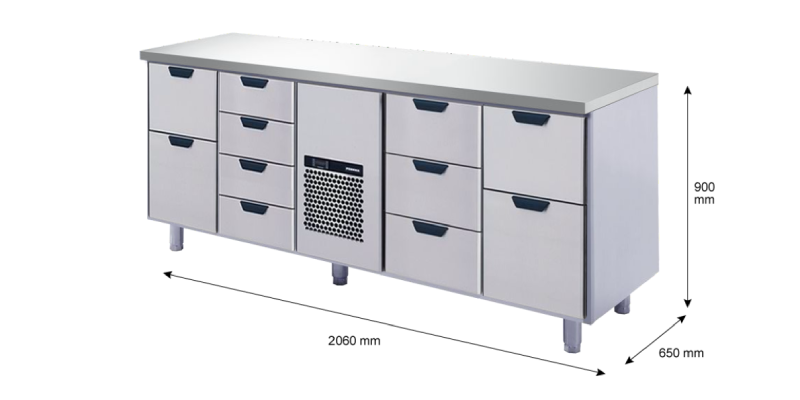 Porkka - Kylbänk GNH - Kylaggregat, 4 Moduler - Mått: 2060 x 650 x 900 mm - 122