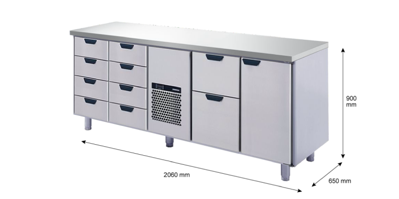 Porkka - Kylbänk GNH - Kylaggregat, 4 Moduler - Mått: 2060 x 650 x 900 mm - 245