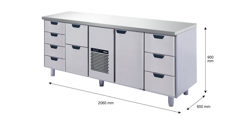 Porkka - Kylbänk GNH - Kylaggregat, 4 Moduler - Mått: 2060 x 650 x 900 mm - 211
