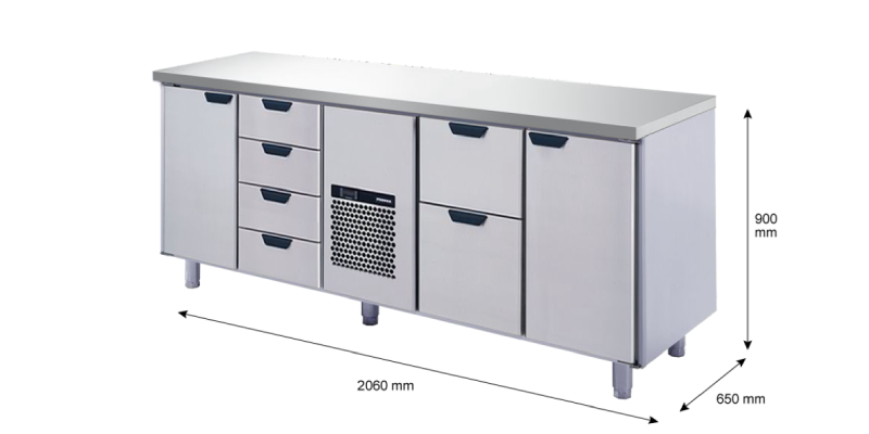 Porkka - Kylbänk GNH - Kylaggregat, 4 Moduler - Mått: 2060 x 650 x 900 mm - 53