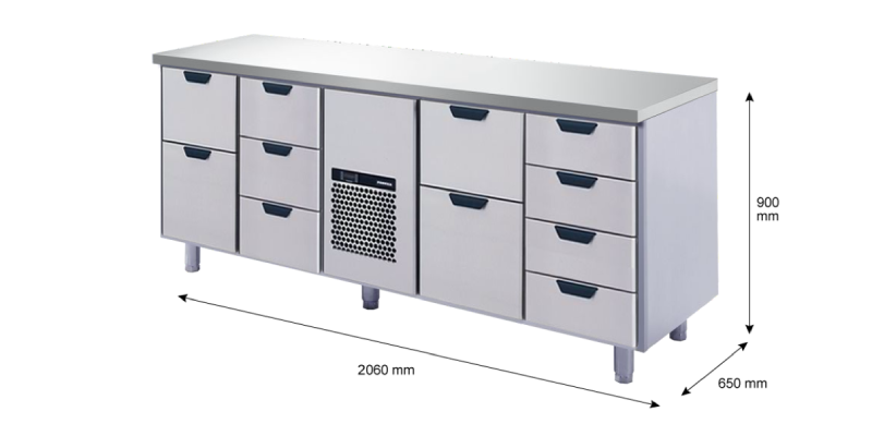 Porkka - Kylbänk GNH - Kylaggregat, 4 Moduler - Mått: 2060 x 650 x 900 mm - 104