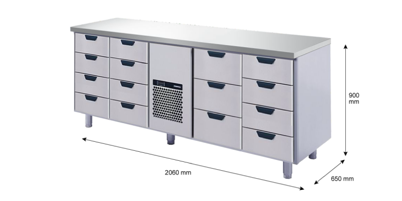 Porkka - Kylbänk GNH - Kylaggregat, 4 Moduler - Mått: 2060 x 650 x 900 mm - 252