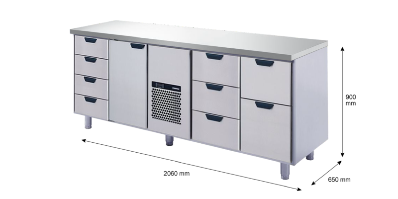 Porkka - Kylbänk GNH - Kylaggregat, 4 Moduler - Mått: 2060 x 650 x 900 mm - 202
