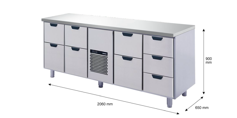 Porkka - Kylbänk GNH - Kylaggregat, 4 Moduler - Mått: 2060 x 650 x 900 mm - 87