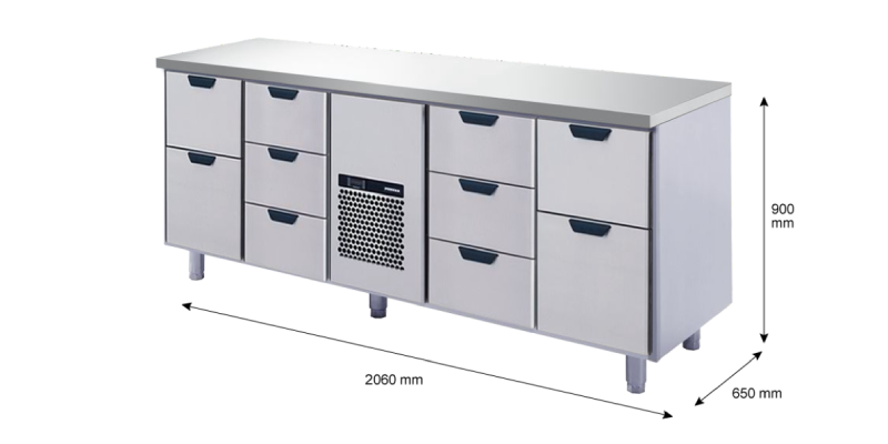 Porkka - Kylbänk GNH - Kylaggregat, 4 Moduler - Mått: 2060 x 650 x 900 mm - 106