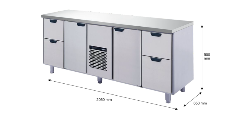 Porkka - Kylbänk GNH - Kylaggregat, 4 Moduler - Mått: 2060 x 650 x 900 mm - 66