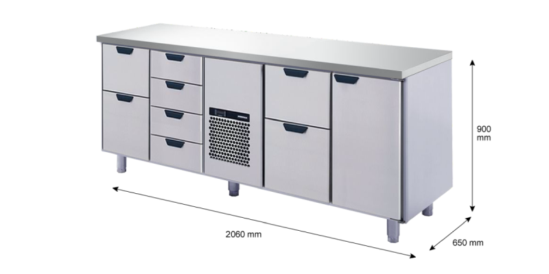 Porkka - Kylbänk GNH - Kylaggregat, 4 Moduler - Mått: 2060 x 650 x 900 mm - 117
