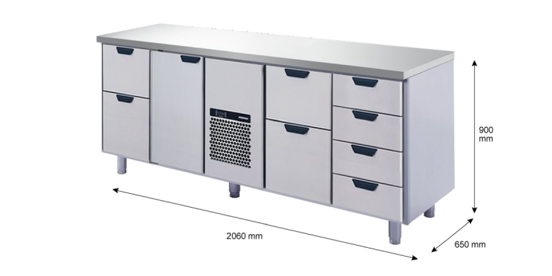 Porkka - Kylbänk GNH - Kylaggregat, 4 Moduler - Mått: 2060 x 650 x 900 mm - 72