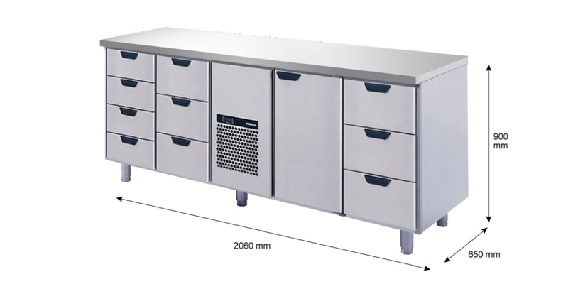 Porkka - Kylbänk GNH - Kylaggregat, 4 Moduler - Mått: 2060 x 650 x 900 mm - 227
