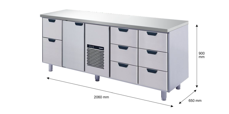 Porkka - Kylbänk GNH - Kylaggregat, 4 Moduler - Mått: 2060 x 650 x 900 mm - 75