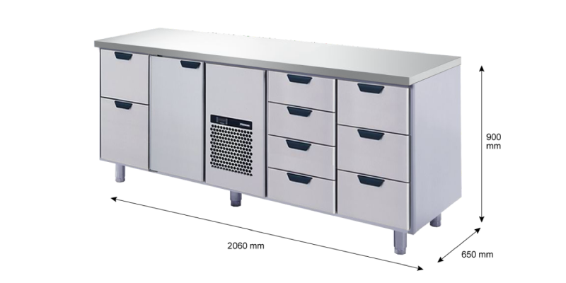 Porkka - Kylbänk GNH - Kylaggregat, 4 Moduler - Mått: 2060 x 650 x 900 mm - 79