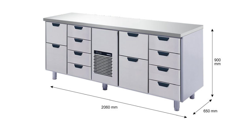 Porkka - Kylbänk GNH - Kylaggregat, 4 Moduler - Mått: 2060 x 650 x 900 mm - 120