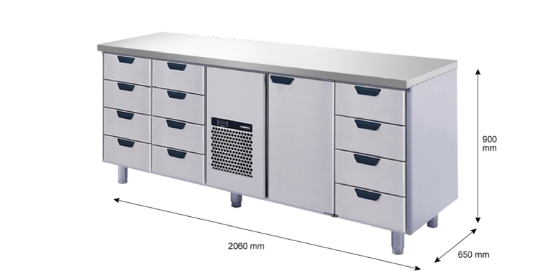 Porkka - Kylbänk GNH - Kylaggregat, 4 Moduler - Mått: 2060 x 650 x 900 mm - 244