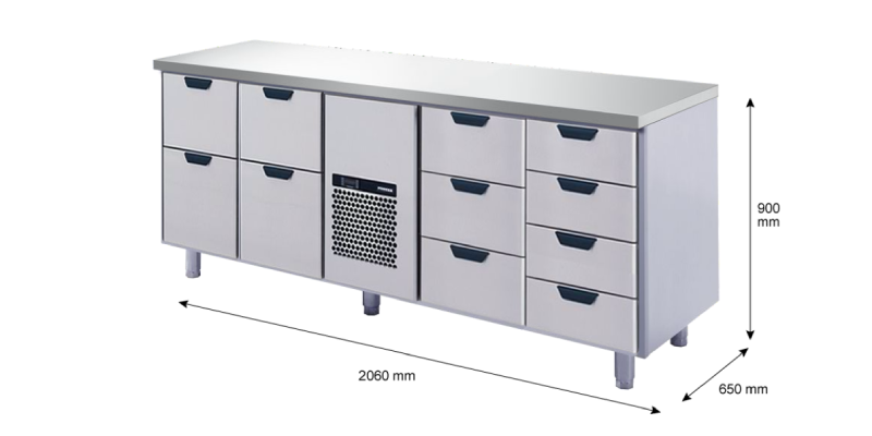Porkka - Kylbänk GNH - Kylaggregat, 4 Moduler - Mått: 2060 x 650 x 900 mm - 92
