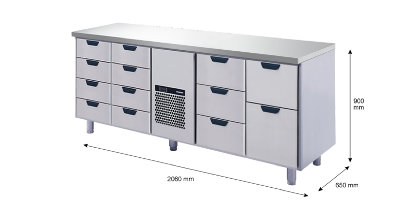 Porkka - Kylbänk GNH - Kylaggregat, 4 Moduler - Mått: 2060 x 650 x 900 mm - 250