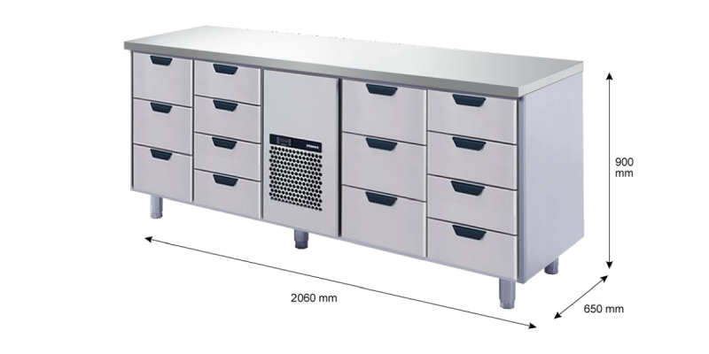 Porkka - Kylbänk GNH - Kylaggregat, 4 Moduler - Mått: 2060 x 650 x 900 mm - 188