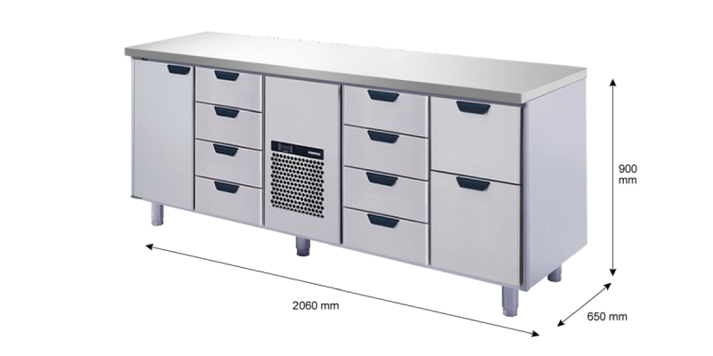 Porkka - Kylbänk GNH - Kylaggregat, 4 Moduler - Mått: 2060 x 650 x 900 mm - 62