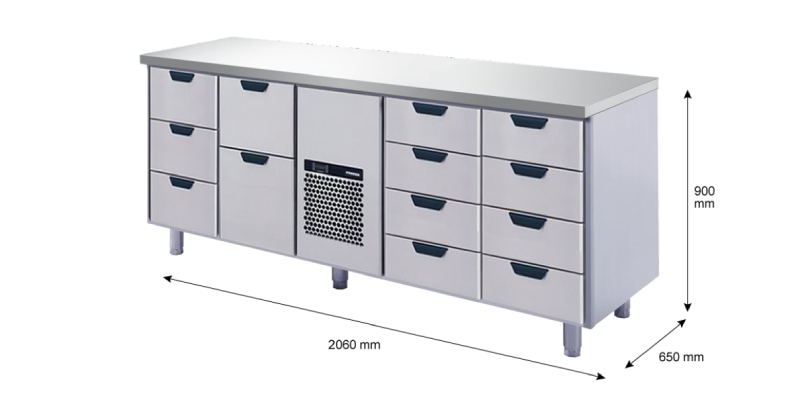 Porkka - Kylbänk GNH - Kylaggregat, 4 Moduler - Mått: 2060 x 650 x 900 mm - 160