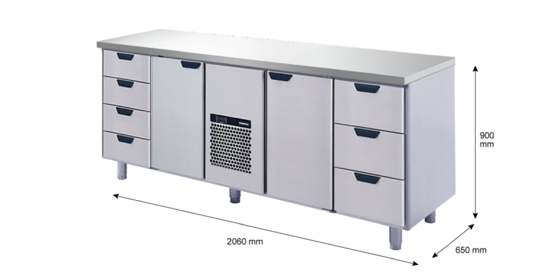 Porkka - Kylbänk GNH - Kylaggregat, 4 Moduler - Mått: 2060 x 650 x 900 mm - 195