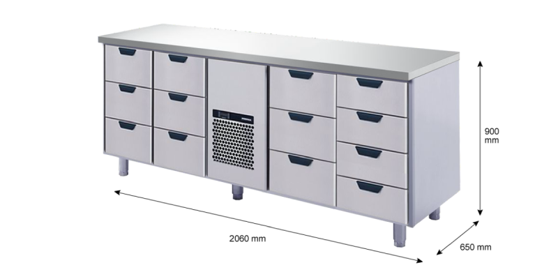 Porkka - Kylbänk GNH - Kylaggregat, 4 Moduler - Mått: 2060 x 650 x 900 mm - 172