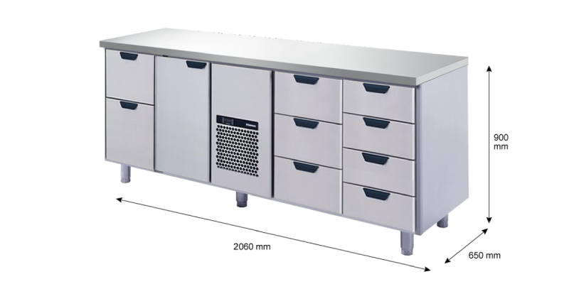 Porkka - Kylbänk GNH - Kylaggregat, 4 Moduler - Mått: 2060 x 650 x 900 mm - 76