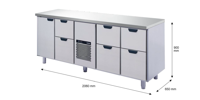 Porkka - Kylbänk GNH - Kylaggregat, 4 Moduler - Mått: 2060 x 650 x 900 mm - 22