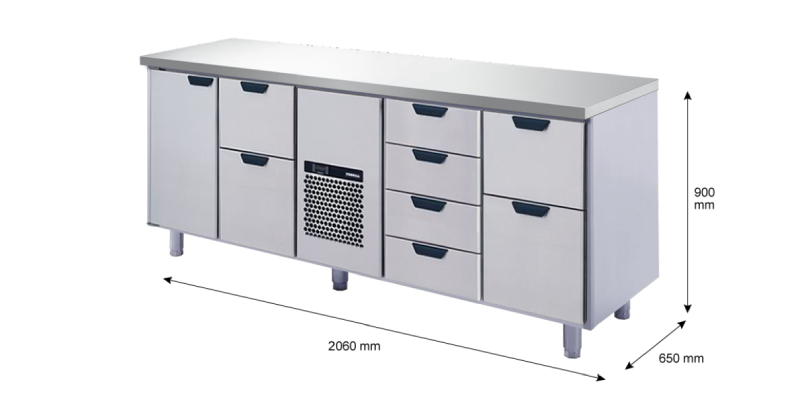 Porkka - Kylbänk GNH - Kylaggregat, 4 Moduler - Mått: 2060 x 650 x 900 mm - 30