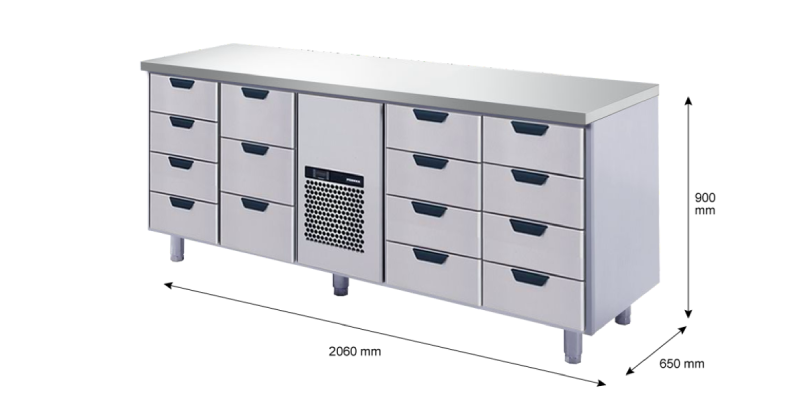 Porkka - Kylbänk GNH - Kylaggregat, 4 Moduler - Mått: 2060 x 650 x 900 mm - 240