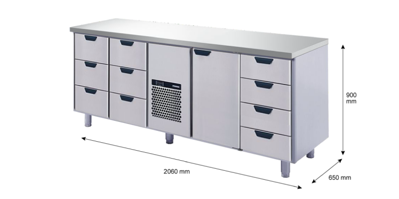 Porkka - Kylbänk GNH - Kylaggregat, 4 Moduler - Mått: 2060 x 650 x 900 mm - 164