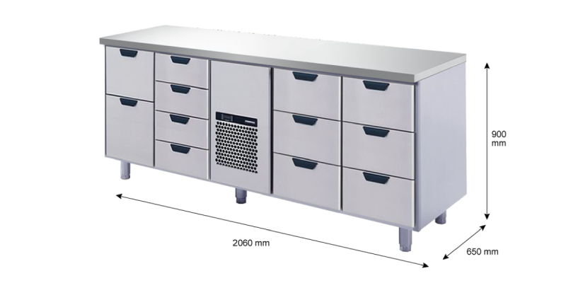 Porkka - Kylbänk GNH - Kylaggregat, 4 Moduler - Mått: 2060 x 650 x 900 mm - 123
